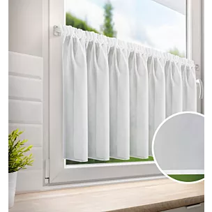 Zazdrostka biała z woalu wykończona atłasową lamówką 150x60 cm tunel VIOLET