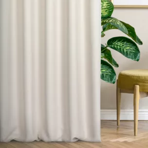 Zasłona szyta na taśmie 5 cm naturalna z tkaniny zaciemniającej typu dimout o naturalnym splocie, z efektem melanżu