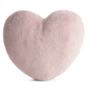 Poduszka w kształcie serca 45x45 cm z przyjemnego futerka pudrowa