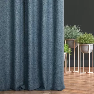 Zasłona szyta na taśmie 5 cm niebieska z tkaniny bukla z efektem melanżu