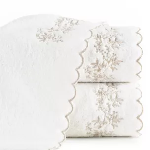 Ręcznik do rąk 30x50 cm bawełniany kolor kremowy z haftem ELARA - kolekcja FOREST SUMMER