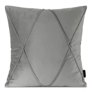 Poszewka na poduszkę 45x45 cm welwetowa srebrna z geometrycznym przeszywanym wzorem NALA 1 Eurofirany Premium