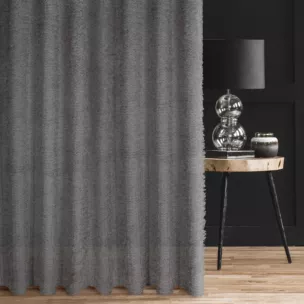 Zasłona szyta na taśmie 5 cm srebrna z tkaniny z aplikacją