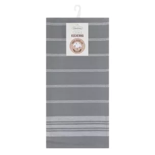 Komplet ściereczek kuchennych 2szt 50x70 cm bawełniany kolor srebrny w kratkę oraz subtelne pasy 200 g/m2 RUBI