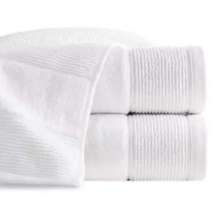 Ręcznik kąpielowy 50x90 cm bawełniany kolor biały z welurową bordiurą 500 g/m2 EMMA