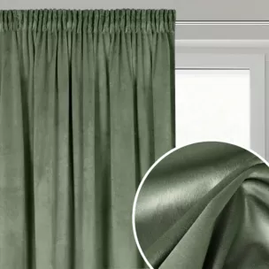 Zasłona oliwkowa z tkaniny welwetowej 140x270 cm taśma - ROSA - Design 91