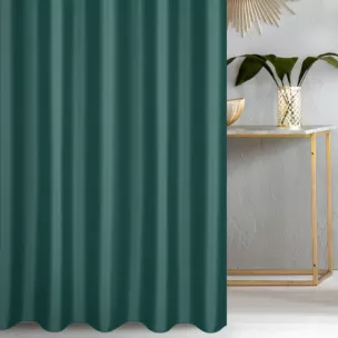 Zasłona szyta na taśmie 5 cm turkusowa z gładkiej tkaniny zaciemniającej typu dimout wykończona obciążnikiem