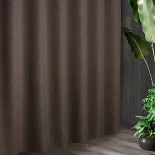 Tkanina zasłonowa w stylu eko, miękka w dotyku z ozdobnym splotem