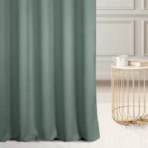 Zasłona szyta na taśmie 5 cm miętowa z miękkiej tkaniny o welurowej strukturze