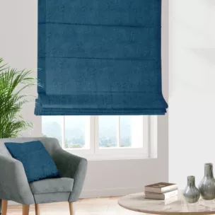 Roleta rzymska SAFARI niebieska z miękkiej welwetowej tkaniny z połyskiem