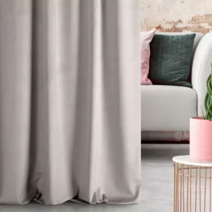 Zasłona szyta na flexach ENYA stalowa z miękkiej półmatowej tkaniny welwetowej