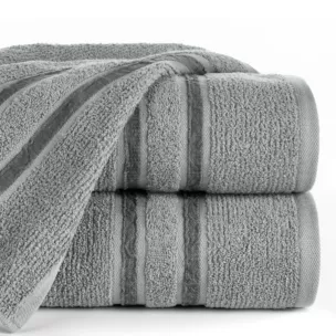 Ręcznik do rąk 30x50 cm bawełniany kolor stalowy w kontrastujące pasy 500 g/m2 DINA