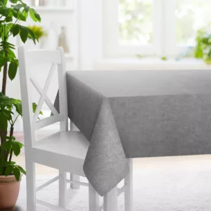 Obrus szyty BRIANNA popielaty miękka szenilowa o wyraźnym splocie i lekkim połysku