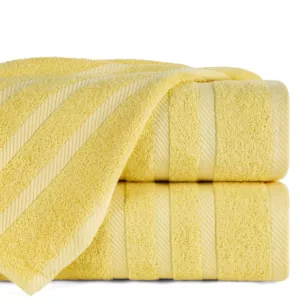 Ręcznik kąpielowy 70x140 cm bawełniany kolor żółty z ozdobną bordiurą 500 g/m2 MILO