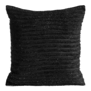 Poszewka na poduszkę 45x45 cm z tkaniny szyfonowej kolor czarny zdobiona moherową nicią REINA Eva Minge