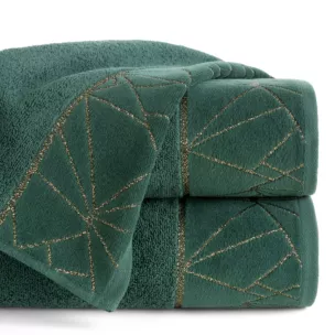 Ręcznik kąpielowy 70x140 cm bawełniany kolor ciemnozielony zdobiony błyszcząca nicią CLEO