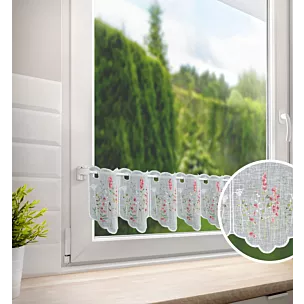 Tkanina firanowa zazdrostka zdobiona haftem drobnych kwiatuszków