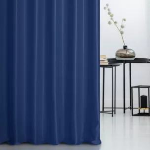 Zasłona szyta na taśmie 5 cm granatowa z tkaniny trudnopalnej, zaciemniającej, typu blackout
