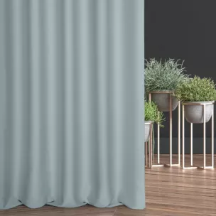 Zasłona szyta na taśmie 5 cm niebieska z gładkiej tkaniny typu dimout