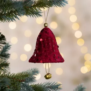 Ozdoba choinkowa DZWONEK z lśniącymi cekinami