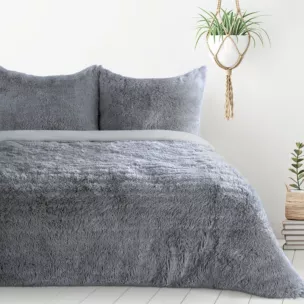 Pościel 220x200 cm z polaru kolor srebrny gładka TIFFANY Design 91