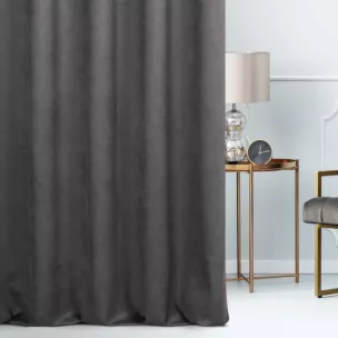 Zasłona szyta na taśmie 5 cm szara z miękkiej tkaniny o welurowej strukturze