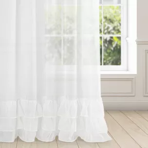 Firana biała z puszystą nicią i falbanami 140x270 cm taśma RAJA