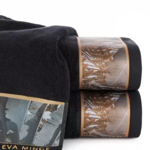 Ręcznik kąpielowy 70x140 cm bawełniany kolor czarny z designerską bordiurą 500 g/m2 EVA 17 Eva Minge
