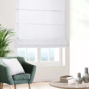 Roleta rzymska NADINE biała z miękkiej tkaniny o welurowej strukturze i wyraźnym splocie