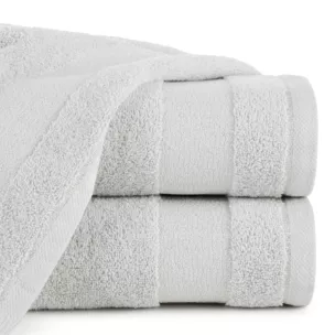 Ręcznik kąpielowy 50x90 cm bawełniany kolor jasnoszary z ozdobną bordiurą 500 g/m2 NESSY