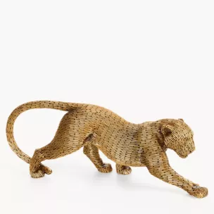 Figurka złota w kształcie geparda z metaliczną geometryczną strukturą 34x8x12 cm ZURI 2