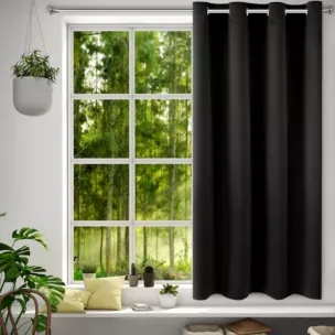 Zasłona czarna zaciemniająca gładka półmatowa 140x175 cm przelotka - LOGAN