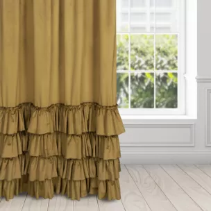 Zasłona miodowa z welwetu zdobiona falbanami 140x270 taśma CHARLOTTE 1