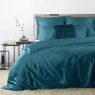 Pościel 140x200 cm gładka z satyny bawełnianej kolor turkusowy DINA Diva Line