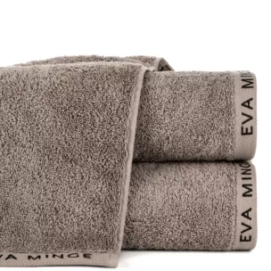 Ręcznik do rąk 30x50 cm bawełniany kolor beżowy z haftowanym logiem Eva Minge 550 g/m2 VENUS