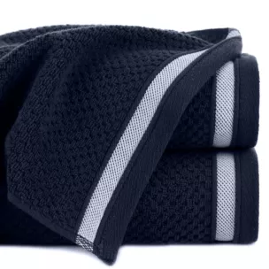 Ręcznik do rąk 30x50 cm bawełniany kolor granatowy w pasy 500 g/m2 MADLEN