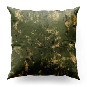 Poszewka szyta oliwkowo złocista z tkaniny welwetowej zdobionej połyskującym drukiem