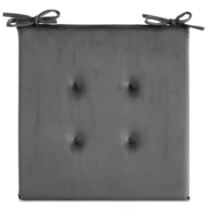 Poduszka na krzesło 40 x 40 x 3 cm  welwetowa grafitowa a z ozdobnym pikowaniem i praktycznymi troczkami GAJA