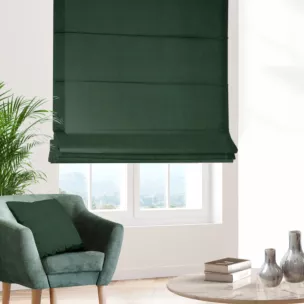 Roleta rzymska ciemnozielona z miękkiej tkaniny o welurowej strukturze