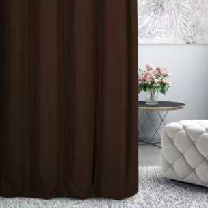 Zasłona szyta na taśmie 5 cm DORA - HIT ciemnobrązowa z miękkiej tkaniny o welurowej strukturze
