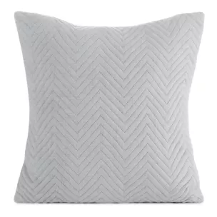 Poszewka na poduszkę 45x45 cm o strukturze lnu pikowana metodą hot press w wzór jodełki srebrna LEN Eurofirany Premium