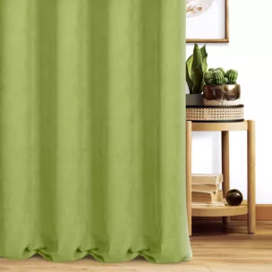 Zasłona szyta na taśmie 5 cm oliwkowa z miękkiej tkaniny o welurowej strukturze