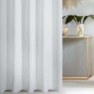 Firana szyta na taśmie 5 cm biała z delikatnej tkaniny z bambusową nicią, antybakteryjna i ekologiczna.