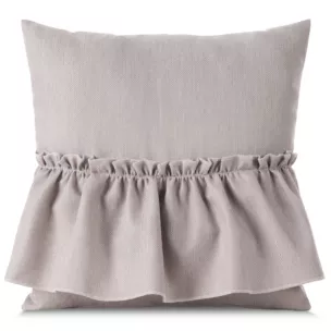 Poszewka na poduszkę 40x40 cm pudrowo różowa z falbaną z tkaniny o płóciennym splocie LENA