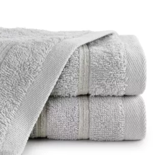 Ręcznik do rąk 30x50 cm bawełniany kolor srebrny w błyszczące paseczki AMIRA
