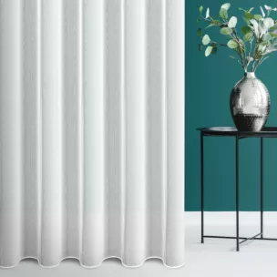 Firana szyta na taśmie 5 cm biała z delikatnej matowej tkaniny typu peru, wykończonej obciążnikiem