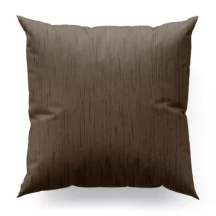 Poszewka szyta ciemnobrązowa z tkaniny welwetowej w pionowe prążki, wykończona obciążnikiem
