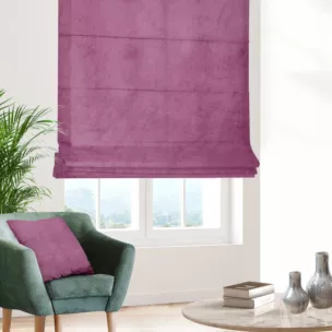Roleta rzymska WALDO amarantowa ze szlachetnej grubej tkaniny welwetowej o gramaturze 400g/m2