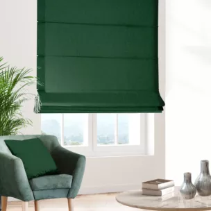Roleta rzymska zielona z miękkiej tkaniny o welurowej strukturze