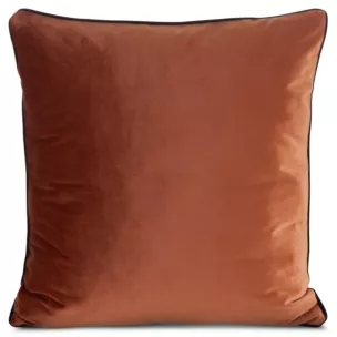 Poszewka na poduszkę 60x60 cm welwetowa, ceglasta o delikatnym połysku z ozdobną lamówką GAJA 2
